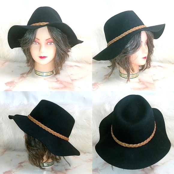 Boho Vibes Black Floppy Wool Hat - Picture 2 of 6